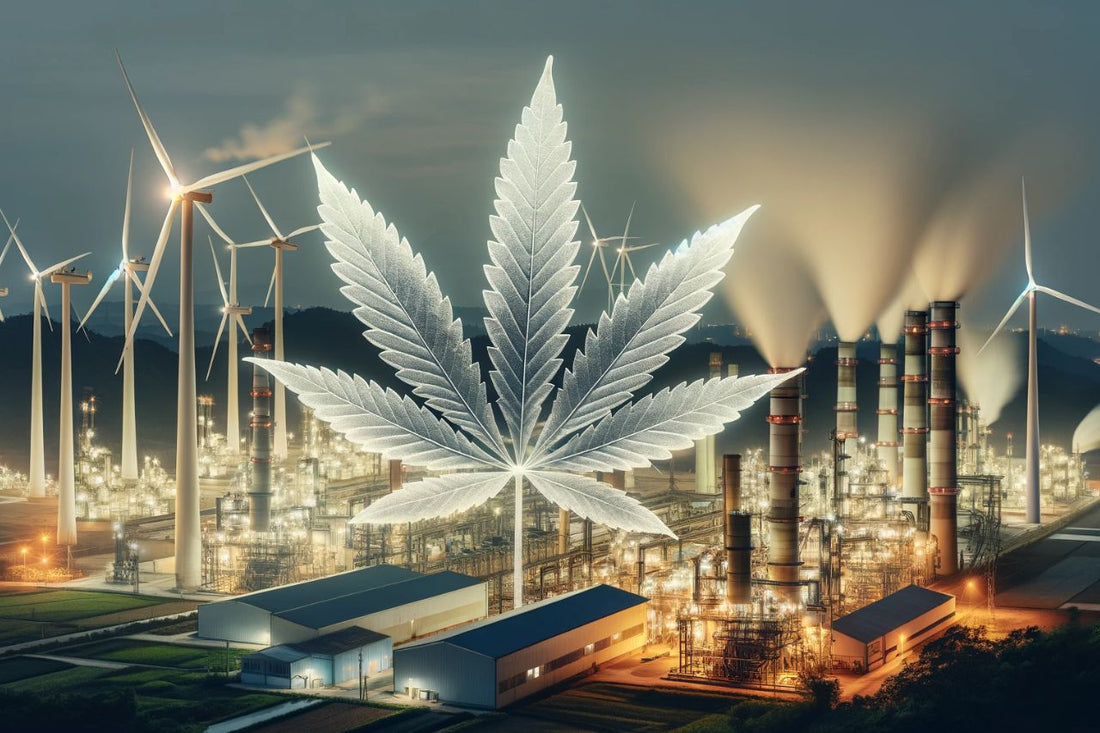 Cannabisblatt in einem Kraftwerk