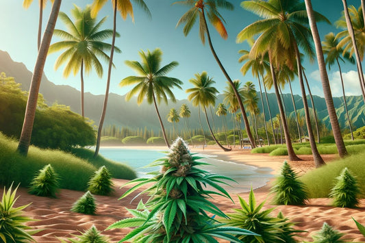 Cannabispflanze an einem Strand