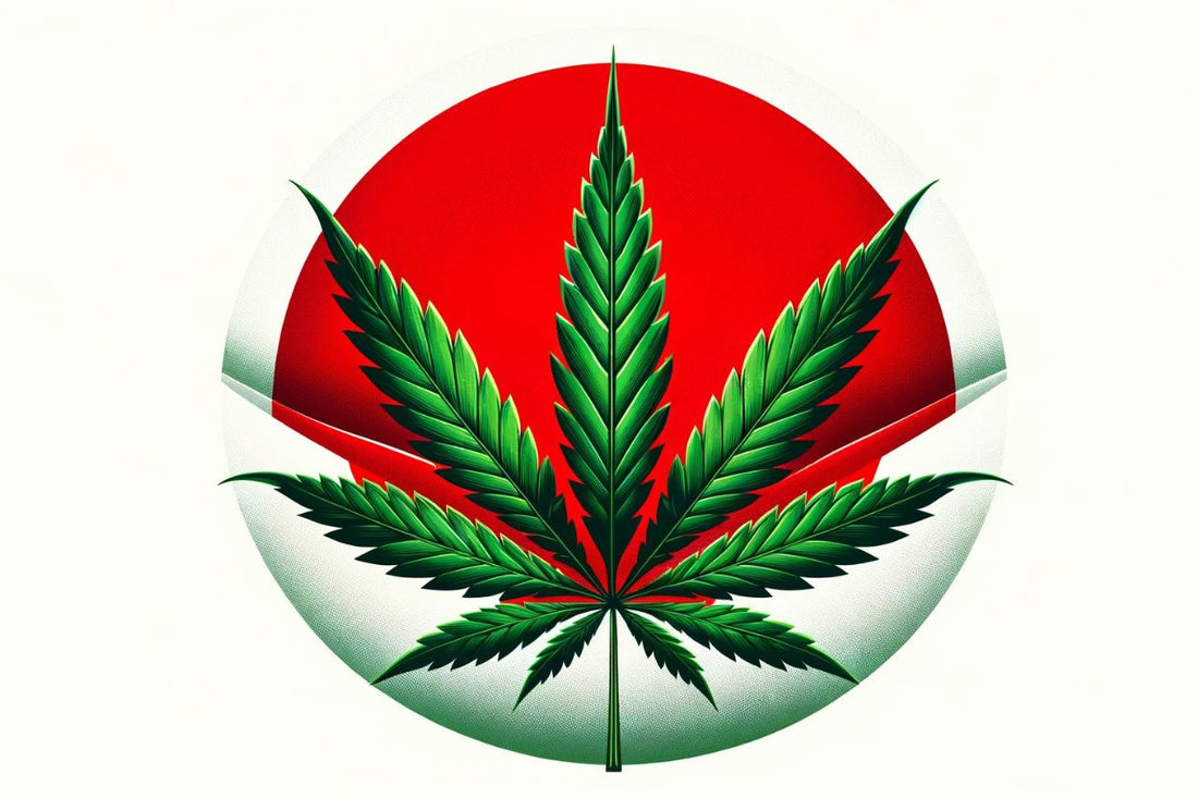 Cannabisblatt in einem roten Kreis