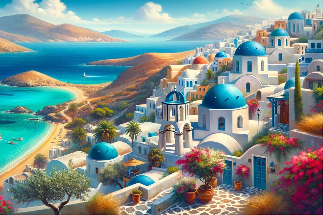 Ein Gemälde der Landschaft in Griechenland