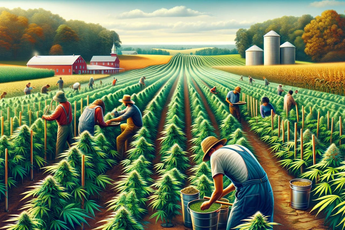 Ein Gemälde einer Cannabisfarm