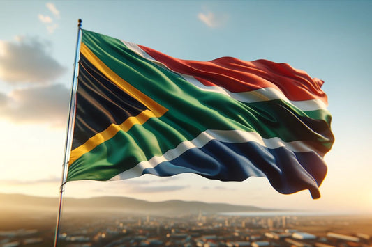 Die wehende Flagge Südafrikas