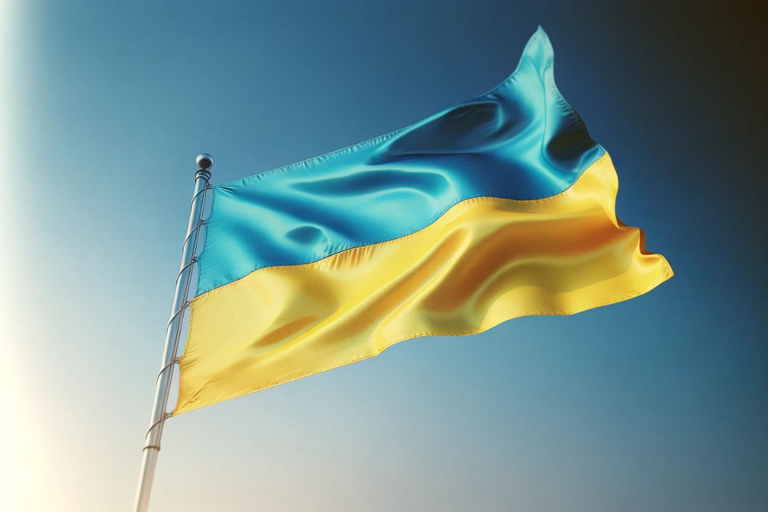 Die wehende Flagge der Ukraine