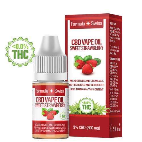 Formula Swiss CBD Vape-Öl Süße Erdbeere, 3 % CBD (300 mg), 10-ml-Flasche mit Verpackung