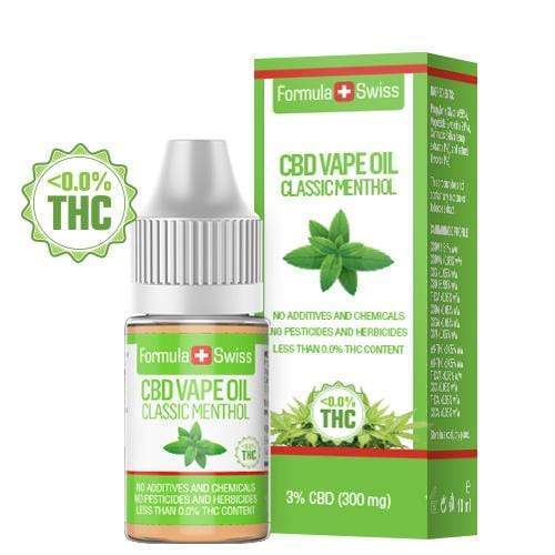 Formula Swiss CBD Vape-Öl Klassisches Menthol, 3 % CBD (300 mg), 10-ml-Flasche mit Verpackung