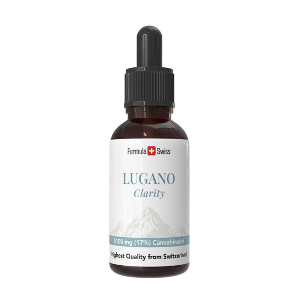 Flasche Lugano Clarity mit Formula Swiss Branding auf weißem Hintergrund