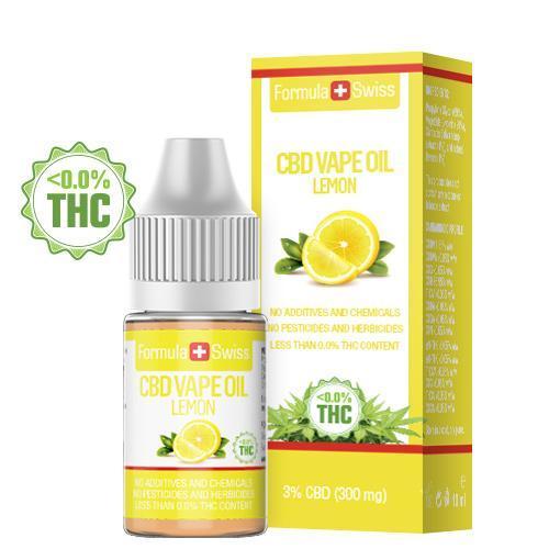 Formula Swiss CBD Vape-Öl Zitrone, 3 % CBD (300 mg), 10-ml-Flasche mit Verpackung