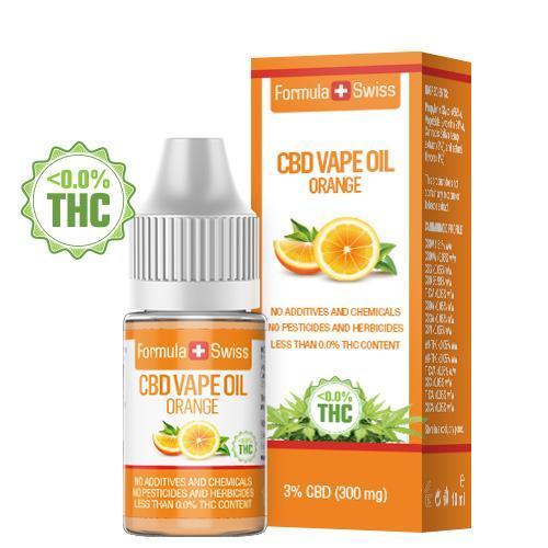 Formula Swiss CBD Vape-Öl Orange, 3 % CBD (300 mg), 10-ml-Flasche mit Verpackung