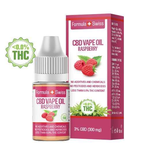 Formula Swiss CBD Vape-Öl Himbeere, 3 % CBD (300 mg), 10-ml-Flasche mit Verpackung